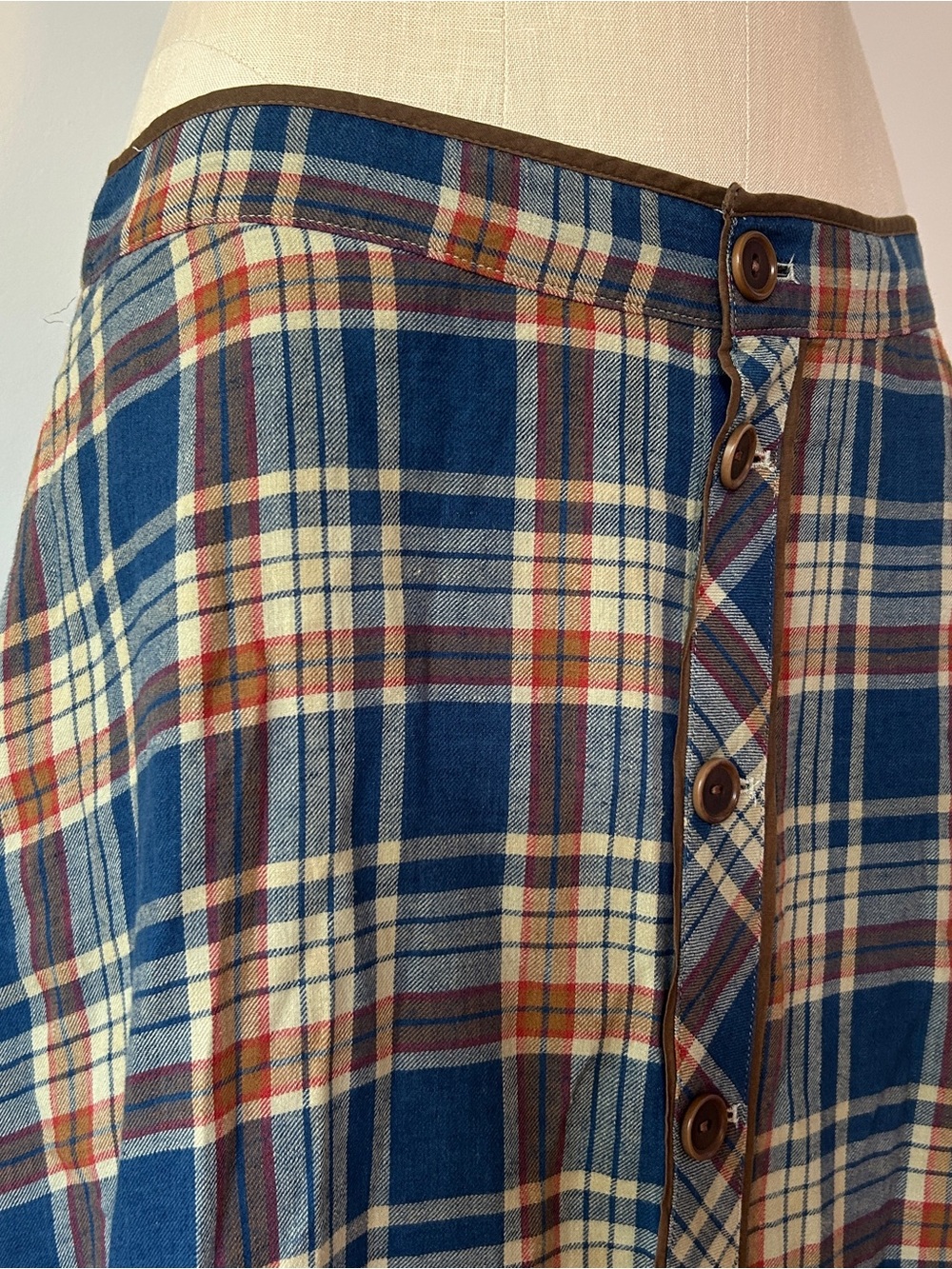 Women’s Double RL Blue Plaid Button Front Maxi Skirt NWT - Picture 5 of 10